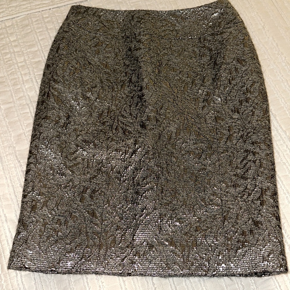 Lafayette 148 Pencil skirt size 2 Metallic Pencil Skirt Alpaca Wool NWOT
